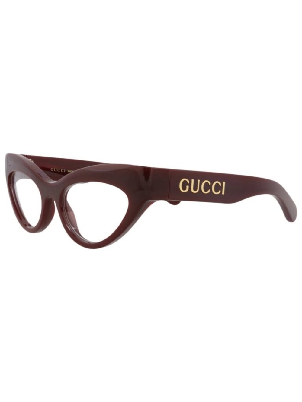 New Gucci Women's Eyeglasses Cat Eye Recycled Acetate Frame Red Red Transparent